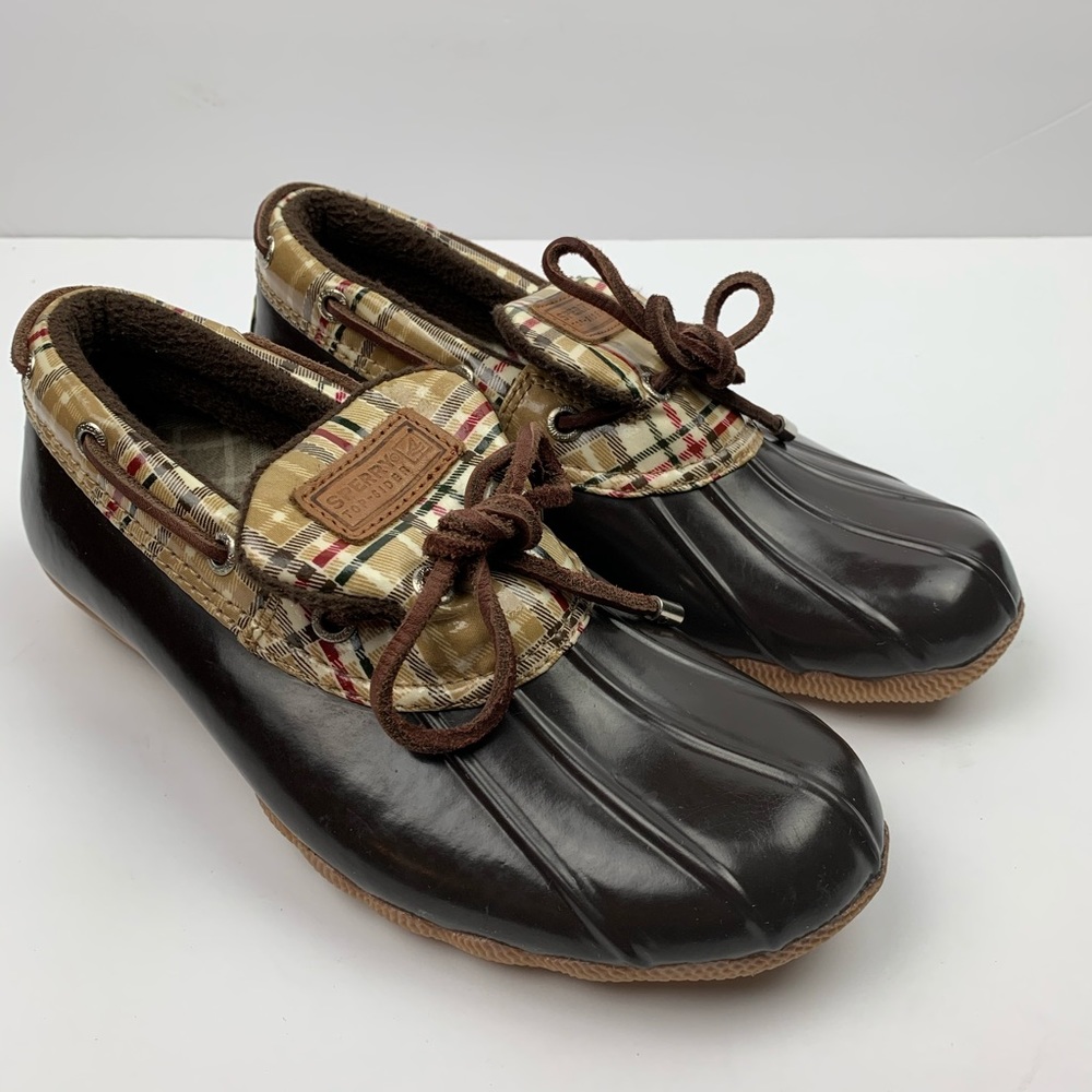 Sperry Top-Sider Waterproof Duck Shoes Brown Plaid